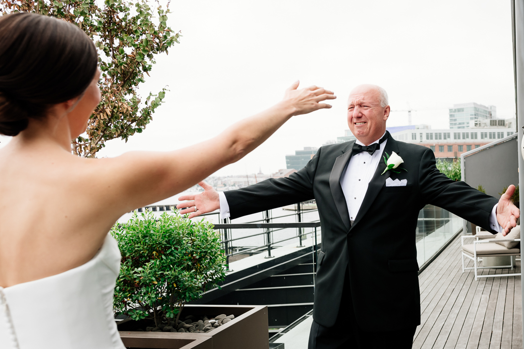 father of bride first look with big emotions
