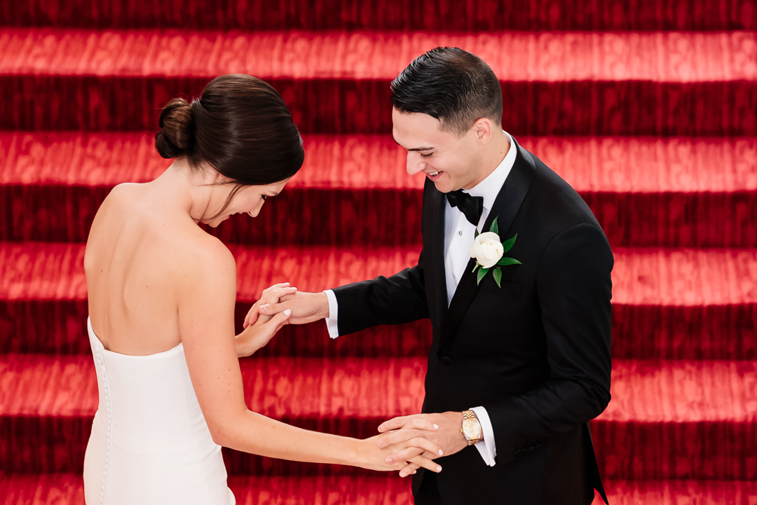 bride and groom see each other for the first time on their wedding day at the Pendry hotel
