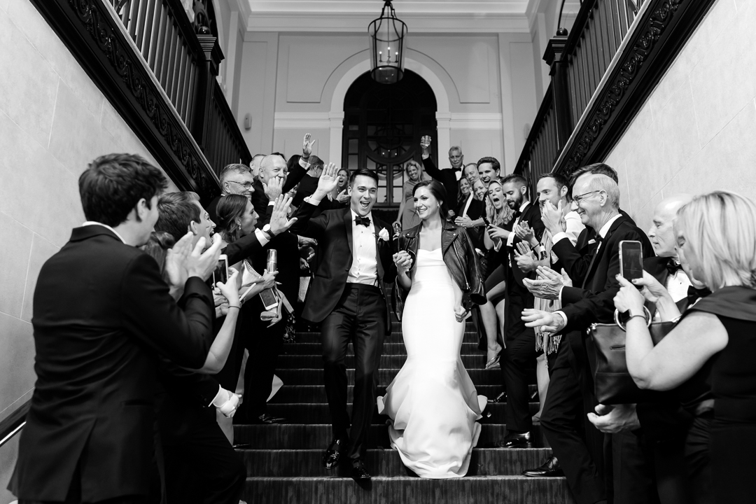 epic end of wedding night exit down sagamore pendry staircase