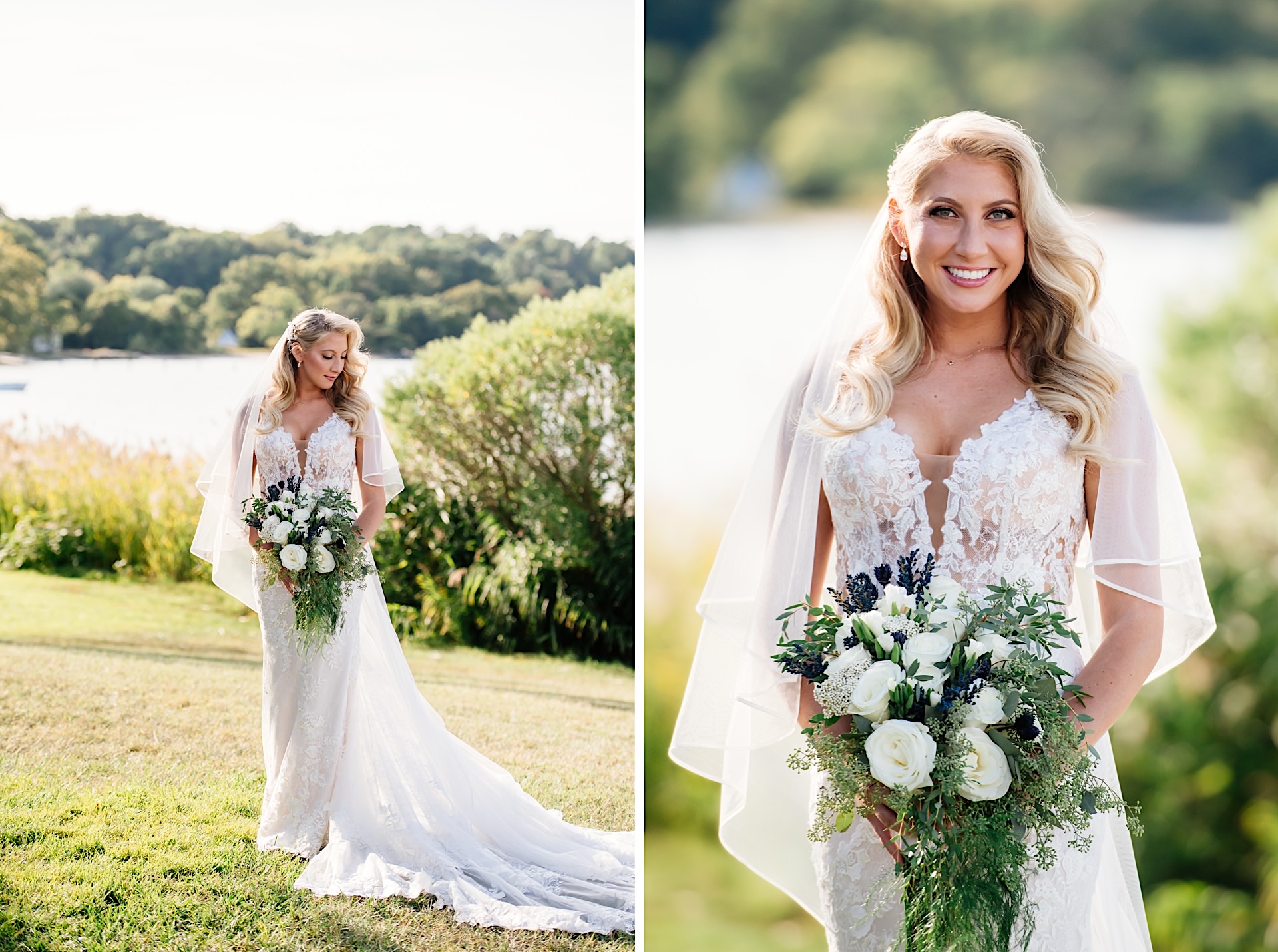bridal portraits on the waterfront at herrington on the bay