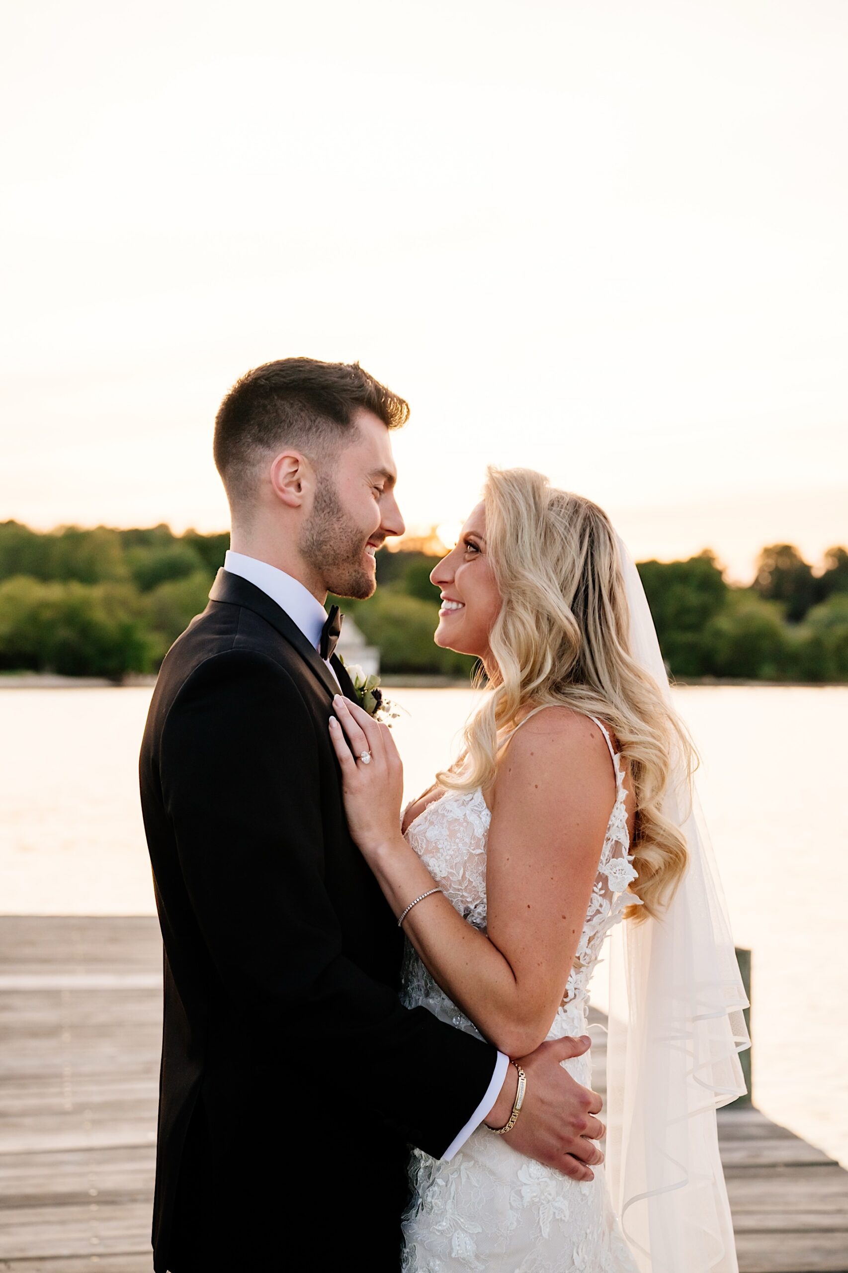 summer wedding day portraits during golden hour