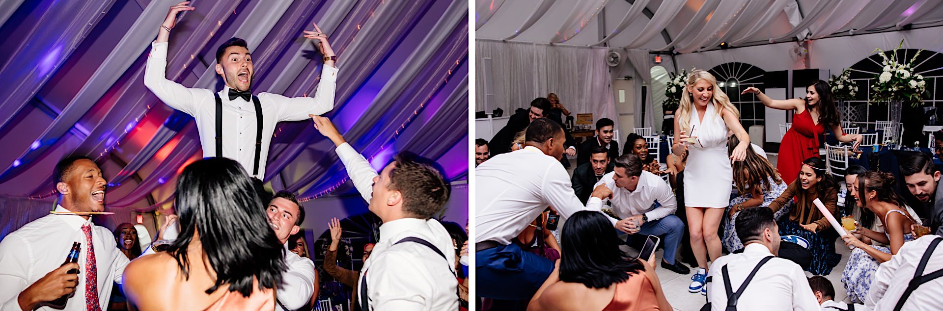 groom and bride enjoying dance party at herrington on the bay