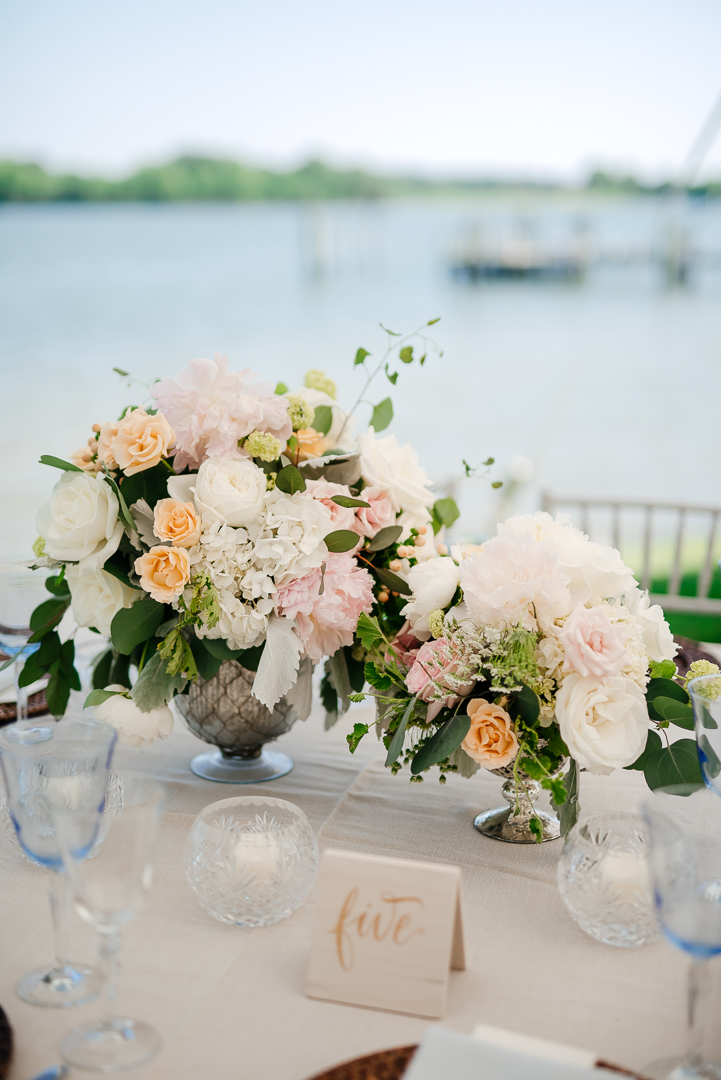 waterfront wedding design and inspiration floral centerpiece ideas